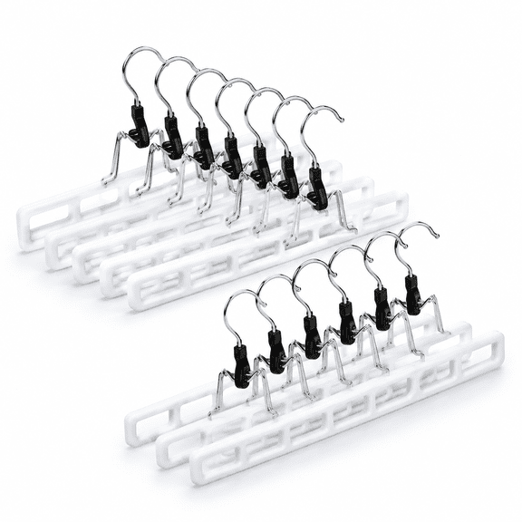 20 Pack Plastic Pant Hangers with Locking Clips, Space Saving Clothes Hangers for Pants Skirts