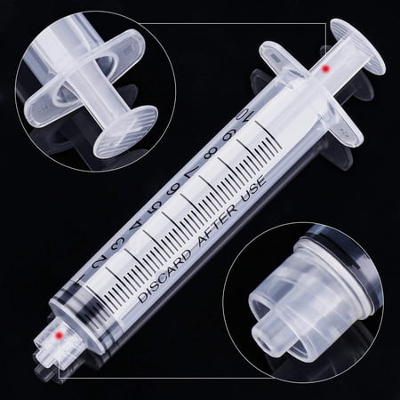 20 Pack Plastic Syringe Luer Lock with Measurement, No Needle (10 ML)