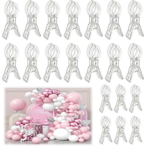 20 Pack Plastic Transparent Balloon Arch Clips for Backdrop | 3.5 Inch Heavy-Duty Spring Clamps for Birthday Decoration Accessories Beach Towels Crafts Swimming Pool Photography Studios
