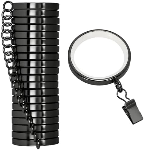 20 Pack Premium Easy Glide Curtain Rings with Clips, Metal Drapery ...