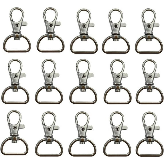 20 Pack,Premium Metal Lobster Claw Clasps , Key Chain Hooks ,Wide 3/4 Inch D Ring - 360° Swivel Trigger Snap Hooks for Lanyard and Sewing Projects (Silver-3/4)