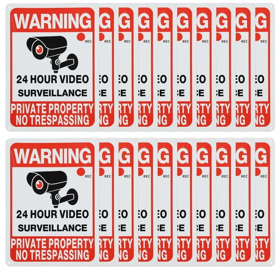 20-Pack Private Property No Trespassing Sign, Video Surveillance Signs Outdoor, Rust Free Aluminum 10 x 7 in, Durable/Weatherproof for Home