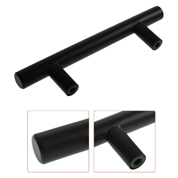 20 Pack Pulls Matte Black Stainless Steel Kitchen Cabinet T Bar Handle Furniture Drawer Pulls 76mm Hole centers / 120mm Long