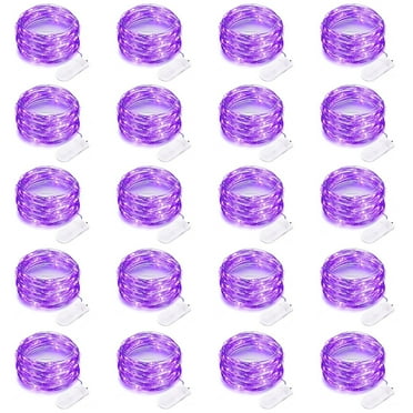 20 Pack Purple Halloween Lights Battery Operated String Lights 7 Feet 20 Led Fairy Lights Waterproof Mini Lights Silver Wire for DIY Indoor Outdoor Xmas Bedroom Holiday Halloween Party Decorations