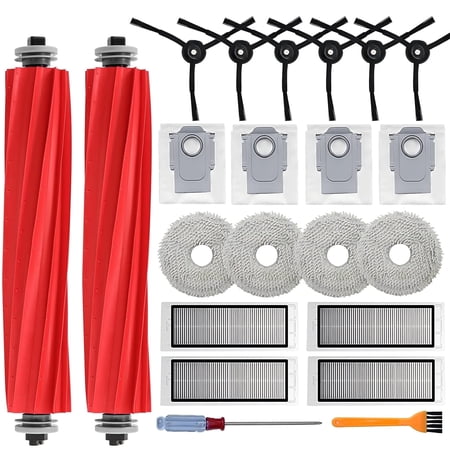 Bibemorol Roborock Q Revo Replacement Accessories Kit with Filter Paper, Dust, Brush, Mop Pads, Dust Bags, Side Brush, 22 Pack