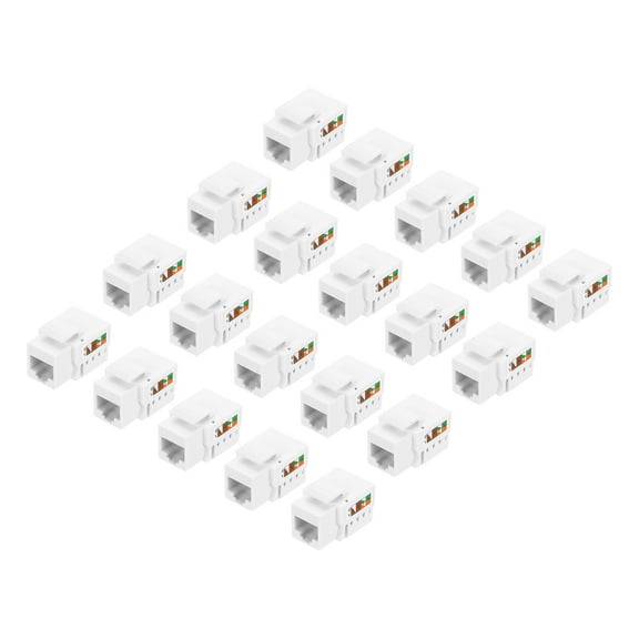 20 Pack RJ45 Cat 6 Ethernet Jack, Cat6 Coupler Connector Adapter Network Insert for Cat6 Cable, White