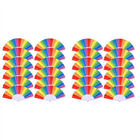 20 Pack Rainbow Folding Fans , Hand Pride Fan Gay Pride LGBT Fans for Parties Festival Events Dance Supplies