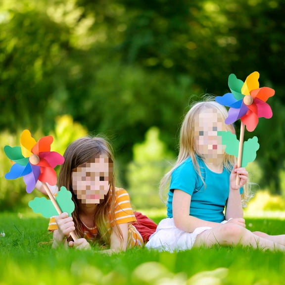 20 Pack Rainbow Pinwheels for Yard and Garden, Colorful Flower Pinwheels Toy for Kids, Plastic Wind Spinners for Outdoor Birthday Party Decor, No Assembly Required$$Garden & Patio