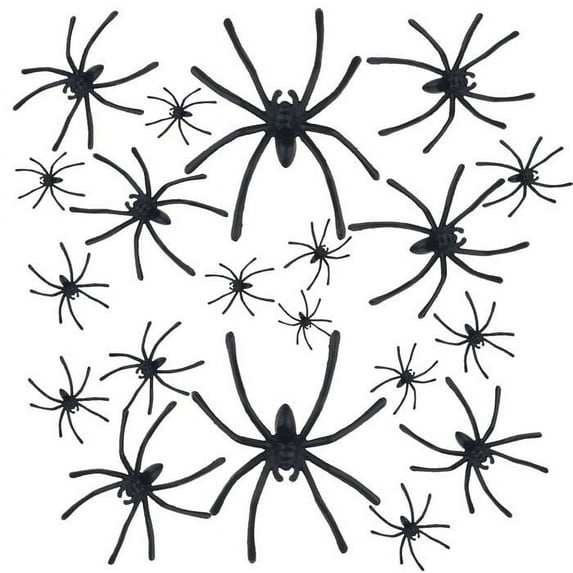 20-Pack Realistic Black Plastic Spiders for Halloween Decorations, Scary Prank Toys for Party, Outdoor & Indoor Use (4.5cm x 5cm)