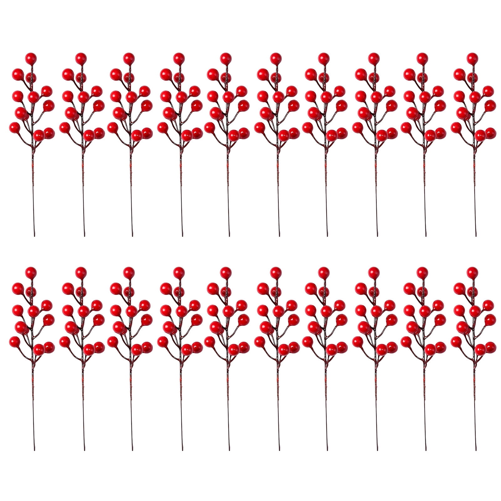 20 Pack Red Berry Stems Red Berry Picks Holly Berries Branches For