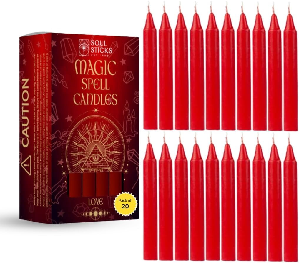 Perfect Candles For Ritual 20-Pack Red Taper Candles for Love Spells, Magic Rituals, Ceremonies ...