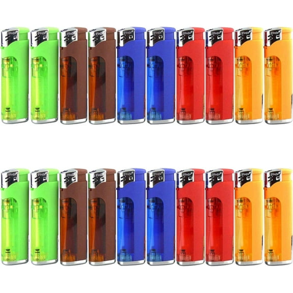 20 Pack Refillable Butane Cigarette Lighter with LED Flashlight