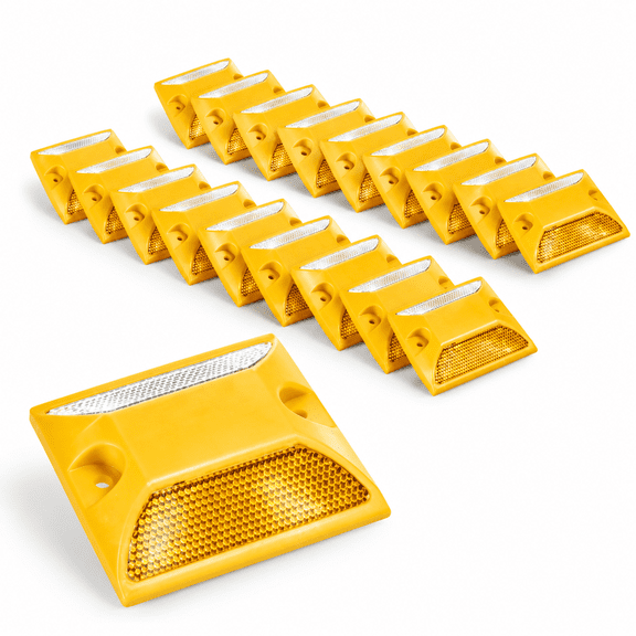 20 Pack Reflective Road Pavement and Driveway Markers, Yellow