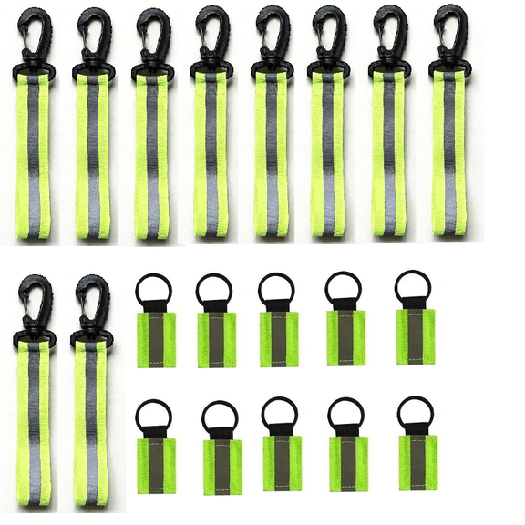 20 Pack Reflective Straps for Walking at Night, Glow in The Dark Keychain & Backpack Reflectors, High Visibility Safety Night Running Gear with Zipper Pulls for Dog Collar, Cycling, Camping