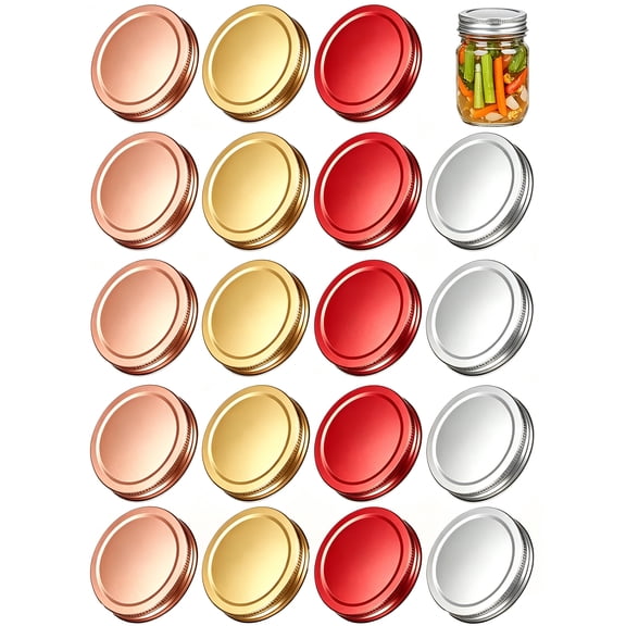20-Pack Regular Mouth 70mm Canning Jar Lids, One-Piece Airtight Leakproof Replacement Caps - Bpa-Free for Home Canning, Fits Ball, Kerr & All Mason Jars