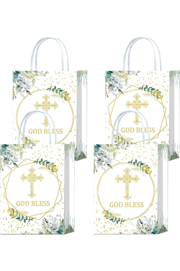 20 Pack Religious Party Favor Gift Bags for Christening Gifts for Girls and Boys Baptism, First Communion, Weddings, Confirmations or Other Religious Occasions