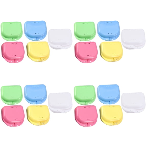 20 Pack Retainer Case with Vent Holes, Multicolor Dental Storage Container for Aligners