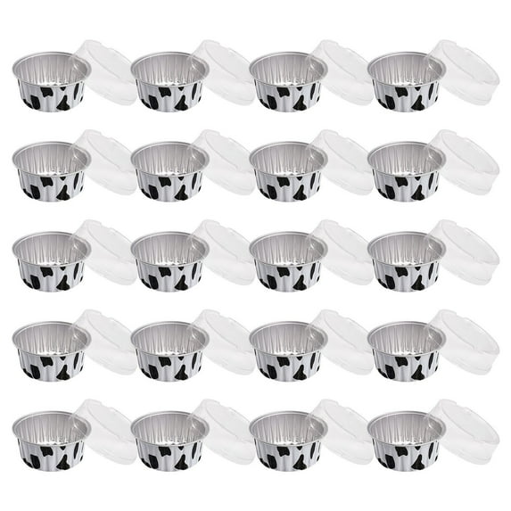 20-Pack Reusable Aluminum Foil Baking Cups | 125ml Round Pudding & Cupcake Pans | Heat-Resistant to 250°C for Oven, Grill & Microwave | 8.5cm Diameter with Lids