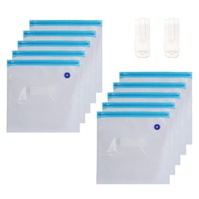20 Pack Reusable Quart Size Vacuum Zipper Storage Bags, Clear Plastic Food Storage Bags with Double-Layer Zipper Seal, BPA Free 32 oz Bags for Cooking, Packing & Kitchen Organization