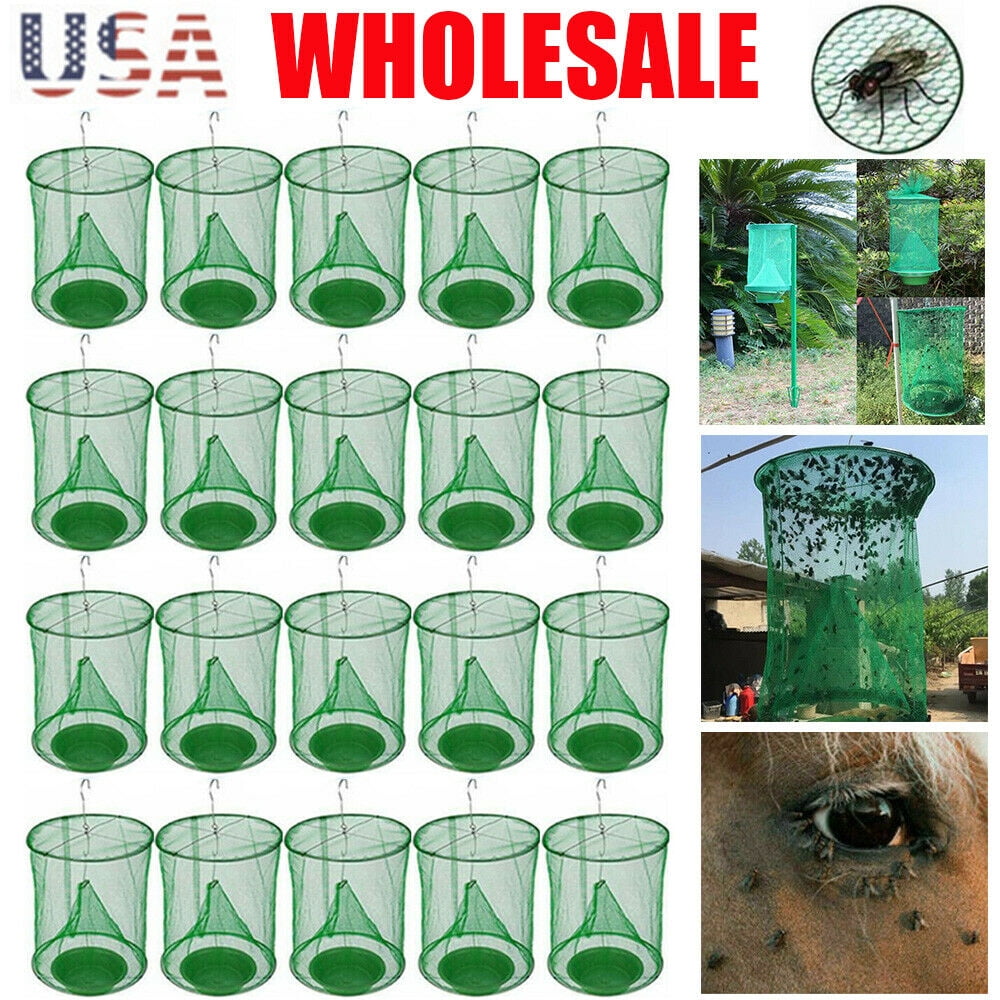 20 Pack Reusable Ranch Fly Catcher Killer Cage Net Trap Insert Bug Pest Hanging Catcher