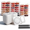 thumbnail image 1 of 20 Pack Reusable Snack Containers with Lids, 2-Compartment Clear Portion Cups for Salad Dressing, Sauce & Snacks, Leakproof Plastic Food Containers for Meal Prep & On-the-Go, 1 of 8