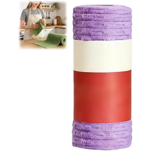 20 Pack Reusable Tear-Off Microfiber Cleaning Cloth Roll, Ribbed Ultra Absorbent Lint Free Streak-Free for Cars Kitchen Home Windows Shop (purple, 1 Rolls)