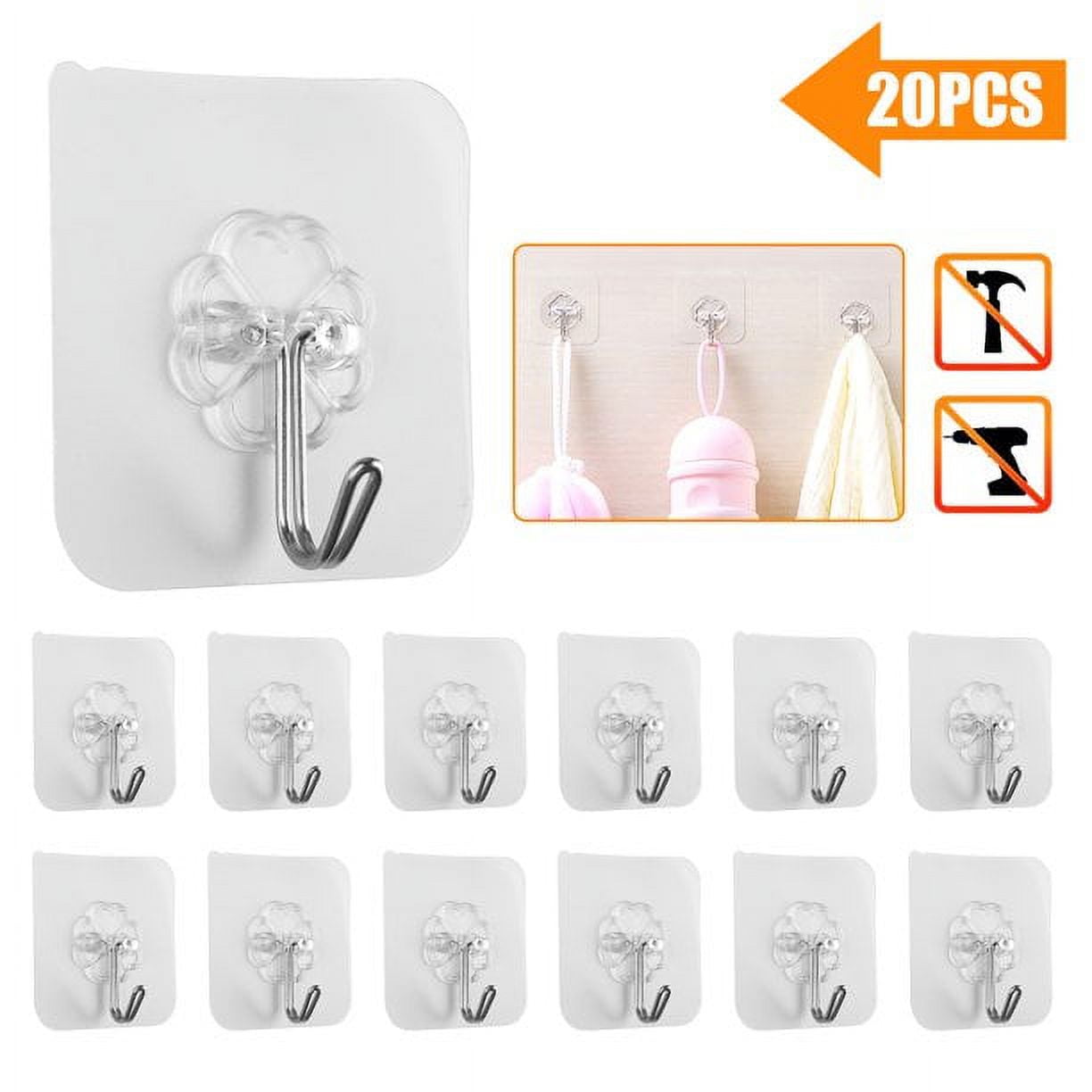 20 Pack Reuseable Wall hooks Self adhesive sticky picture hangers stick on  hooks