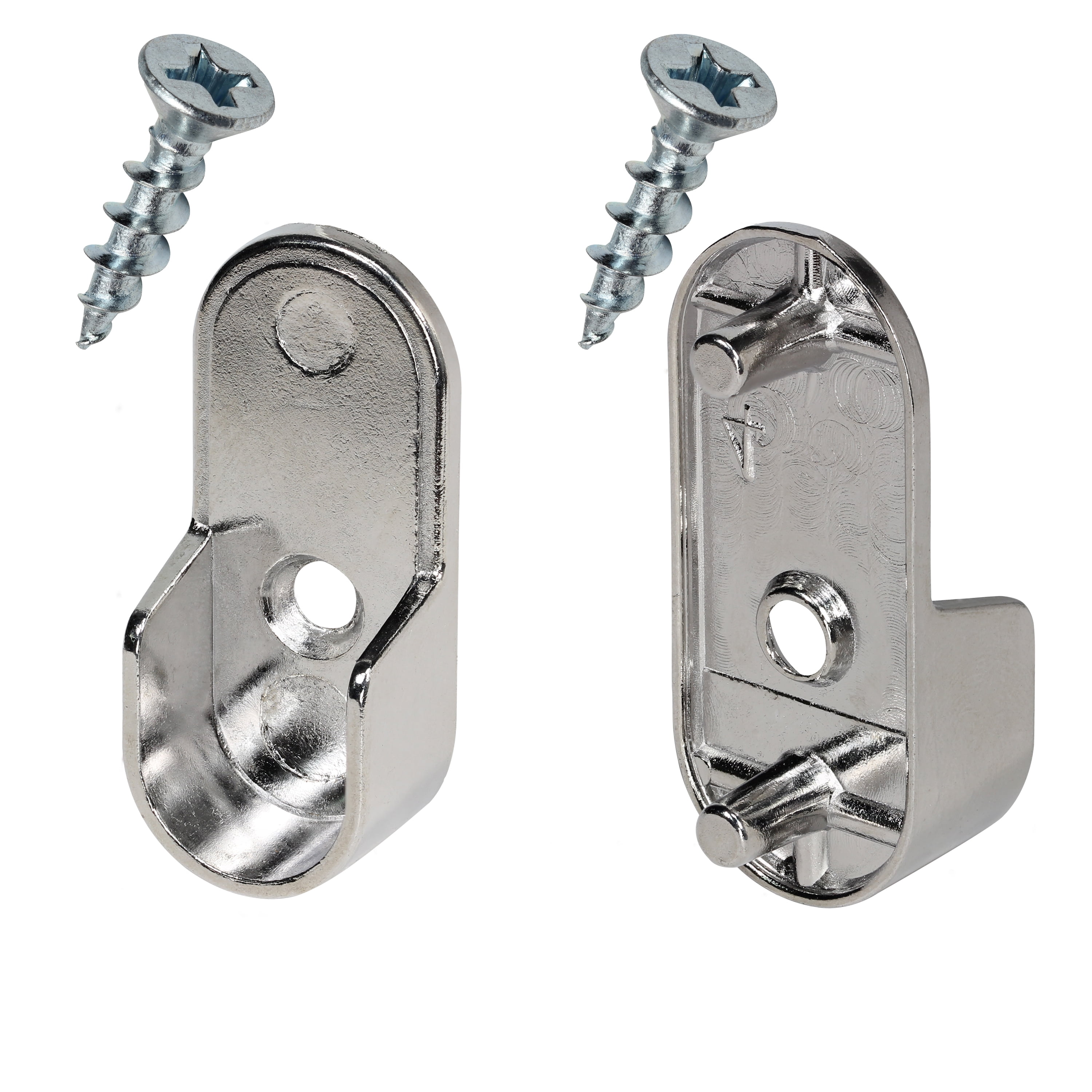 20 Pack Rok Hardware 30 mm x 15 mm Oval Closet Rod End Support with 5 mm Pins Made of Zinc, Chrome