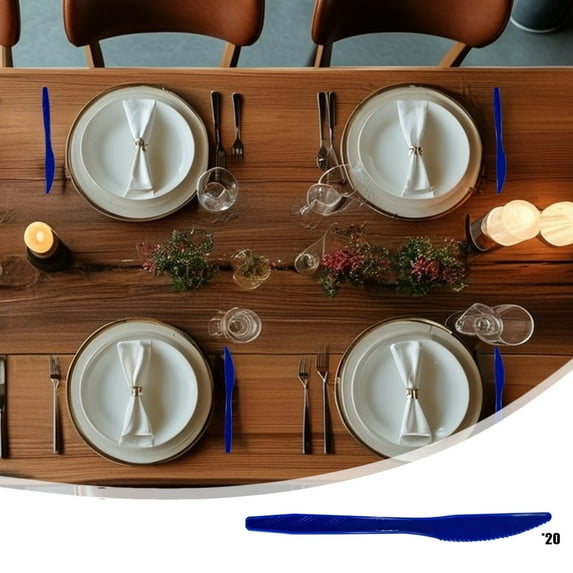 20 Pack Royal Blue Plastic Silverware Sets for Parties, Plastic Cutlery Set, Disposable Forks Spoons Knives, Heavy Duty Utensils Sets for Birthday Graduation 4th of July Memorial Day Party Supplies