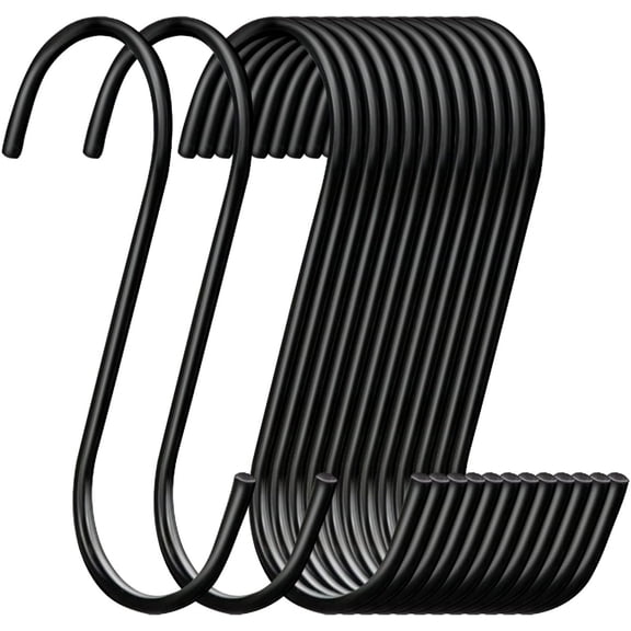 20 Pack S Hooks Topboutique Black Metal Hanging Hooks S-Shaped Kitchen Hooks Hanger Rustproof Closet Hooks Hanger for Hanging Pans Pots Plants Towels