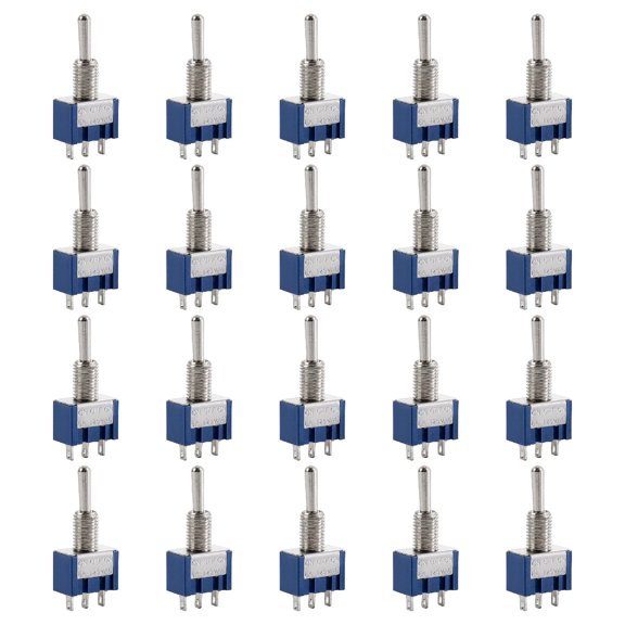 20-Pack SPDT Toggle Switch 3-Position Metal 125V/250V 10,000 Cycle