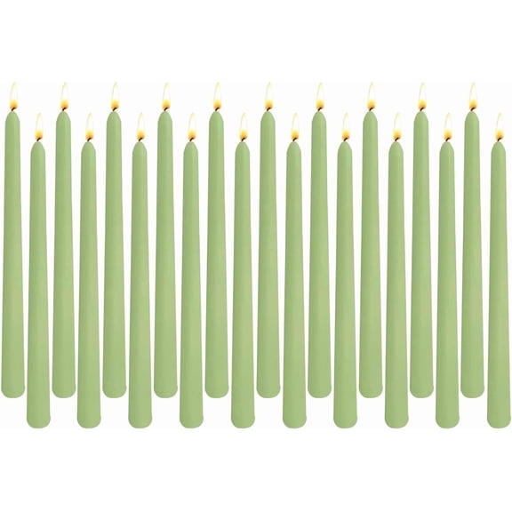 20-Pack Sage Green Taper Candles Unscented, 10 Inch Tall Dinner Table Candles for Wedding Centerpieces, Bulk Candlesticks Smokeless Dripless, Green Decorative Candle for Home Decor