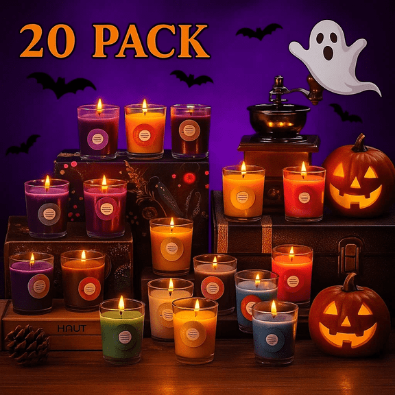20 Pack Scented Candles, 10 Scents,Soy Wax Glass Jar Candles, Long Lasting Soy Wax Aromatherapy Candle Set, Jewelry wax molding materialsBest Gifts for Halloween