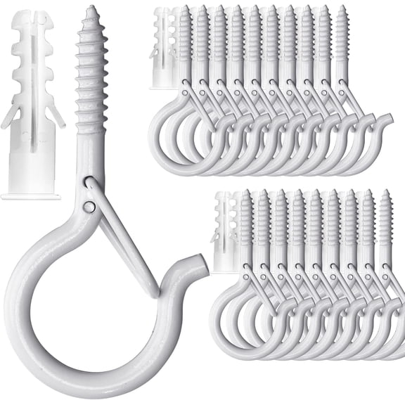 20 Pack Screw in Hooks for Hanging Lights Plants, 2.2 Inch White Q-Hanger Cup Hooks, Heavy Duty Steel Ceiling Hooks for Wall or Ceiling Mount, Rust Resistant, Interior