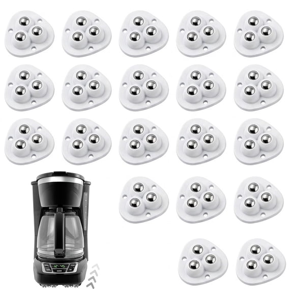20 Pack Self Adhesive Caster Wheels 1 Inch for Furniture Mop Bucket, Load Capacity 28LBS Per Wheel, Low Profile Swivel Wheels for Small Appliance Storage Bins(White)