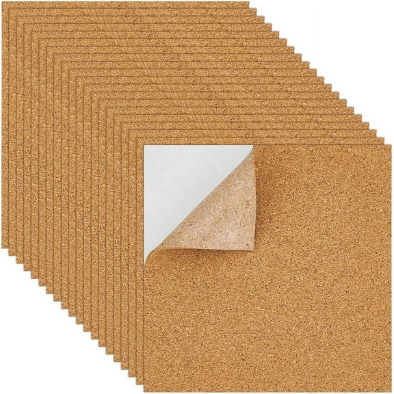 20 Pack Self Adhesive Cork Sheets 6x6 Inch Cork Board Mat 2mm Thick Square Cork Coaster for Bulletin Boards Wall Decoration DIY Crafts Supplies DIY