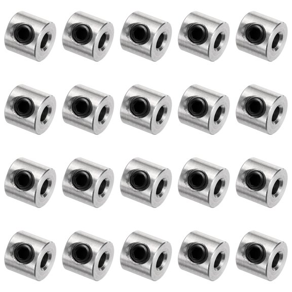 20 Pack Set Screw Collars 3mm Bore Shaft Collars, 8mm OD, 7mm Width, Drill Stop Collar, Stainless Steel