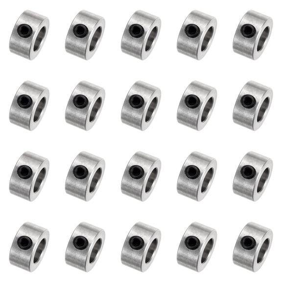 20 Pack Set Screw Collars 8mm Bore Shaft Collars, 14mm OD, 7mm Width, Drill Stop Collar, Stainless Steel