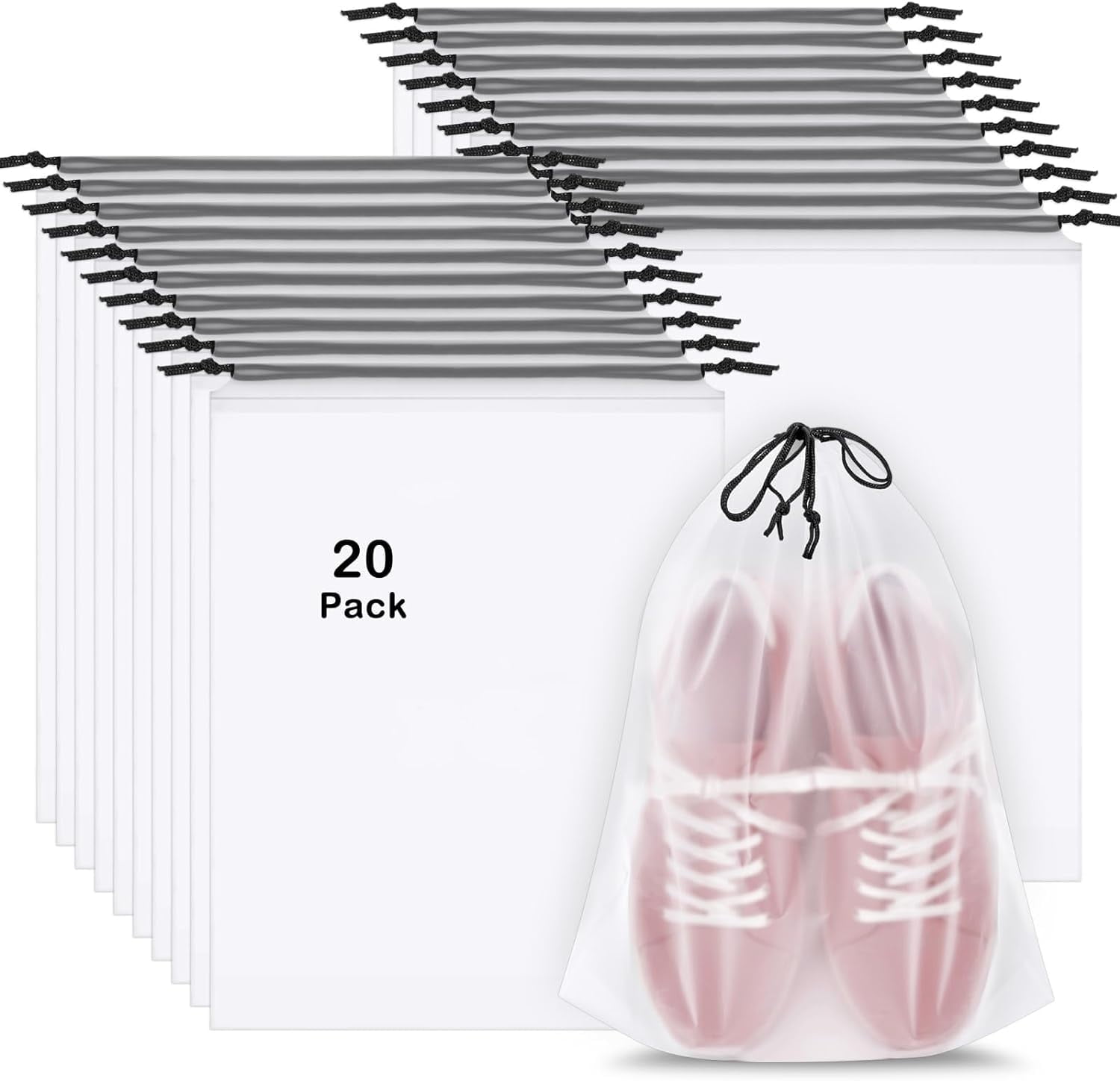 12-Pack Clear Plastic Travel Storage Bags For Shoes & Boots – Dustproof & Waterproof