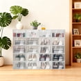 thumbnail image 1 of 20 Pack Shoe Box Side Open, Clamshell Shoe Storage Container, Clear Shoe Boxes Stackable, Plastic Stackable Shoe Storage Organizer Shoe Container Sneaker Box for Men Women Shoes, 1 of 12