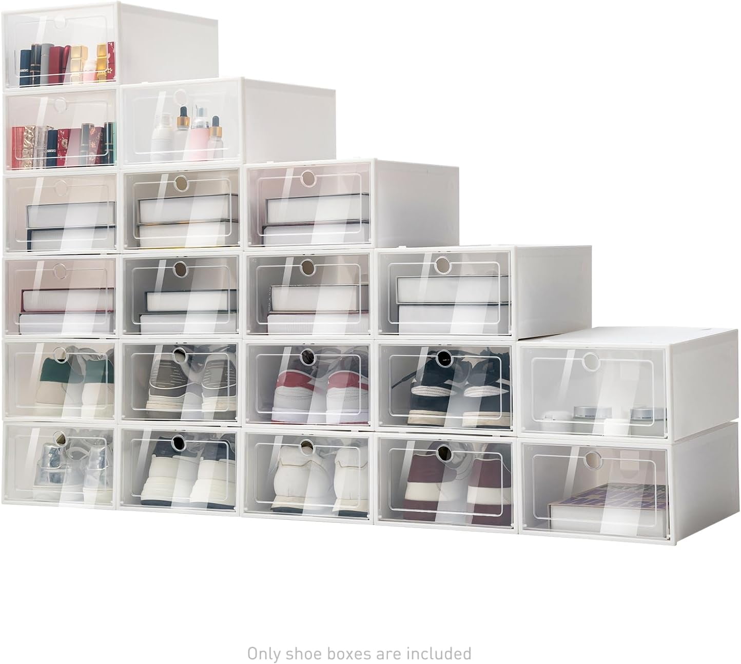 20 Pack Shoe Storage Box, Clear Plastic Stackable Shoe Organizer for ...