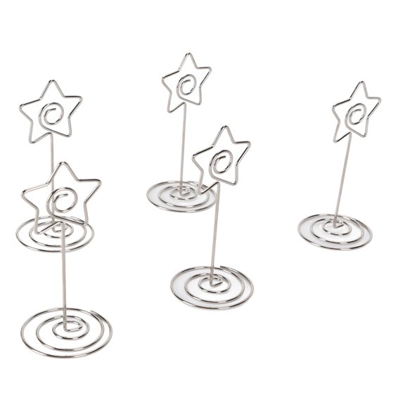 20-Pack Silver Star-Shaped Metal Desktop Card Holders for Business Cards, Photos, Menus & Table Numbers 20PCS silver metal Name Card Photo Menu Picture Silver