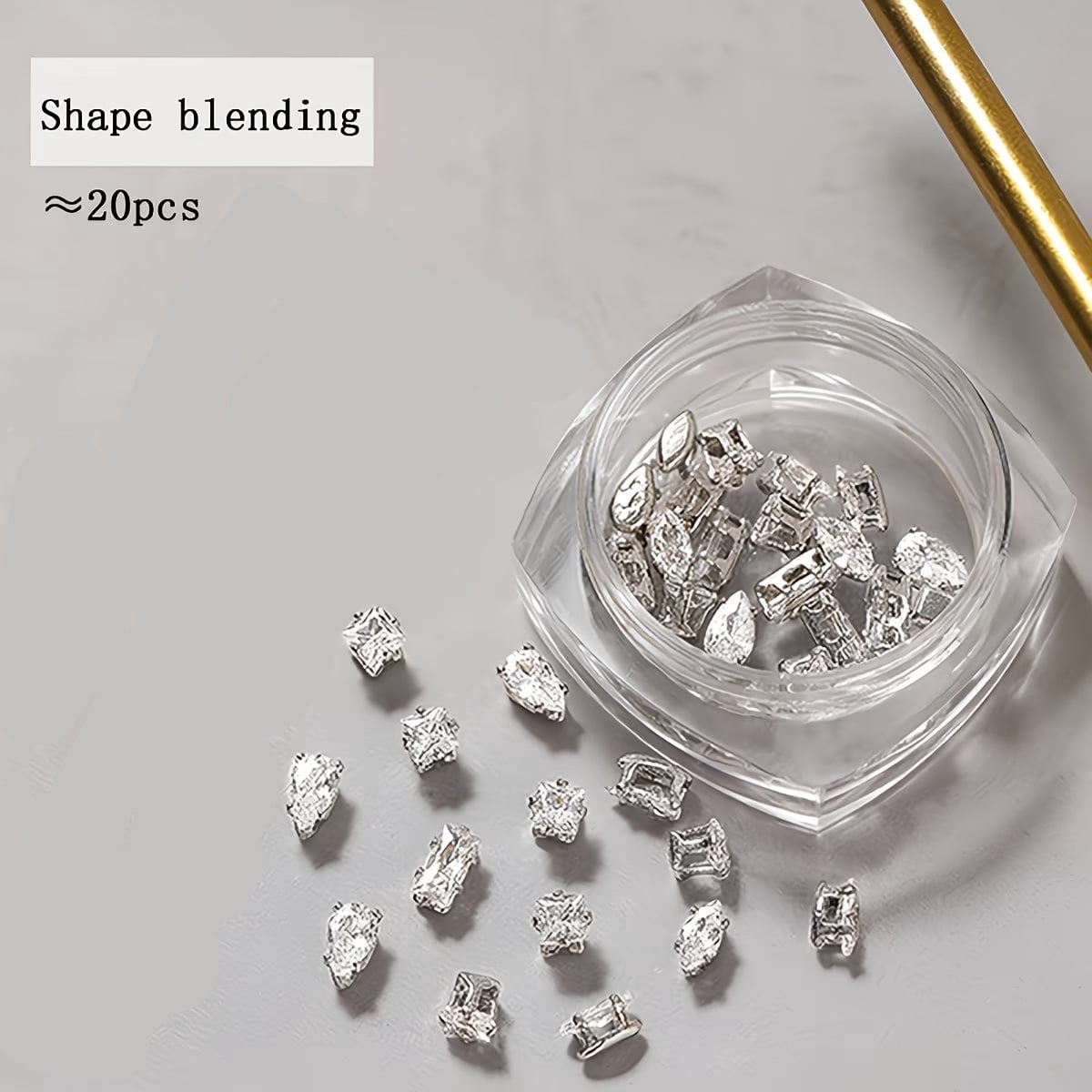 20 Pack Simple Style Zircon Nail Drill Bits, Mini Light Luxury Nail Art ...