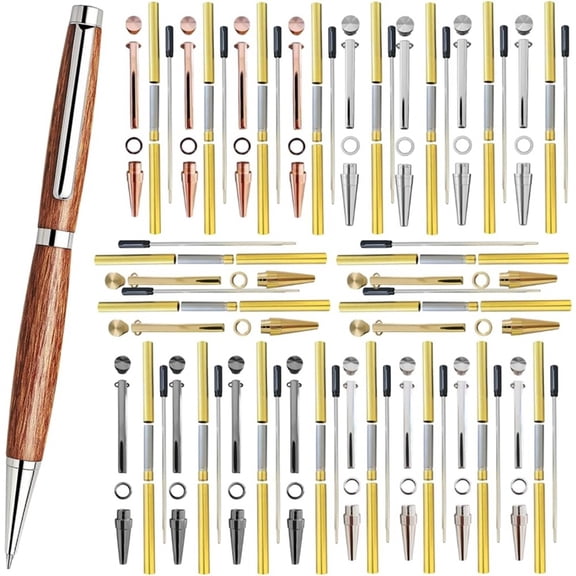 20 Pack Slimline Pen Kit - 7mm Wood Turning Twist Pen Kits with Refills, Brass Hardware&5 Finishes for DIY Lathe Turning