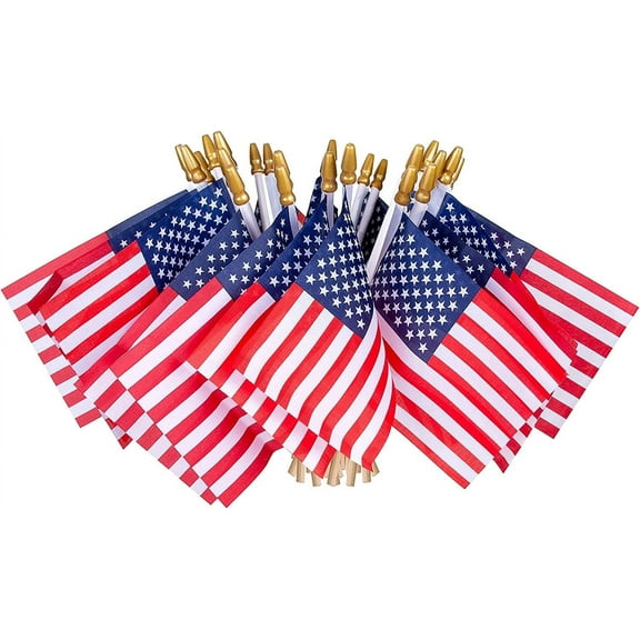 20 Pack Small American Flags on Stick, 4th of July Outdoor Decor Small US Flags Mini American 4''x6'' Flag, Fourth of July American Flags for Outside Mini Flags for Outside Patriotic Holiday Yard Pa