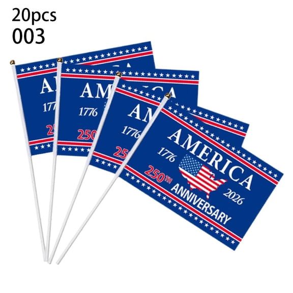 20 Pack Small American Flags on Stick, Handheld Mini USA Flags, Patriotic Decor for 4th of July, Independence Day, Parade, Lawn, Room and Outdoor Celebration