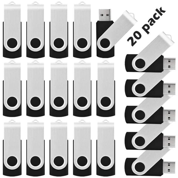 20 Pack Small Capacity 512 MB USB Flash Drive Bulk 512MB Thumb Drives in Black, with LED Indicator(BACK 20PACK*512MB)