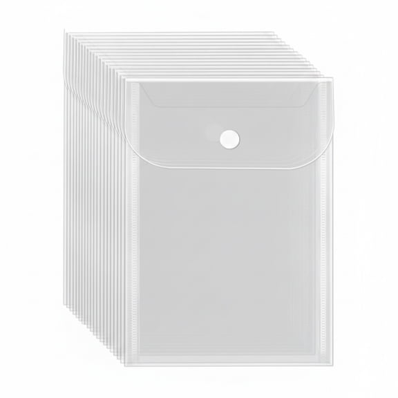 20 Pack Small Plastic Envelopes with Snap Closure, Reusable Waterproof Clear Pouch for Stamps, Stickers, Photos, Receipts, Documents, 5x7 Inch Organizer, Clear