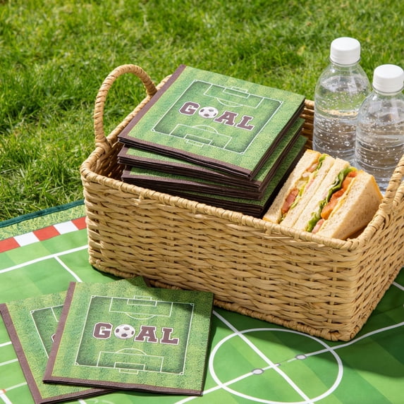20-Pack Soccer "GOAL" Paper Napkins - Disposable Football Field Napkins for Sports Parties, Birthdays & Game Nights