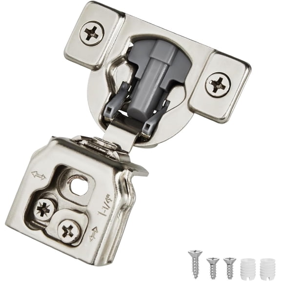 20 Pack Soft Close Cabinet Hinges for Face Frame Doors, 1-1/4 Inch Overlay Concealed Hinges, 105° 3-Way Adjustable, 35mm Cup, Nickel Finish with Screws